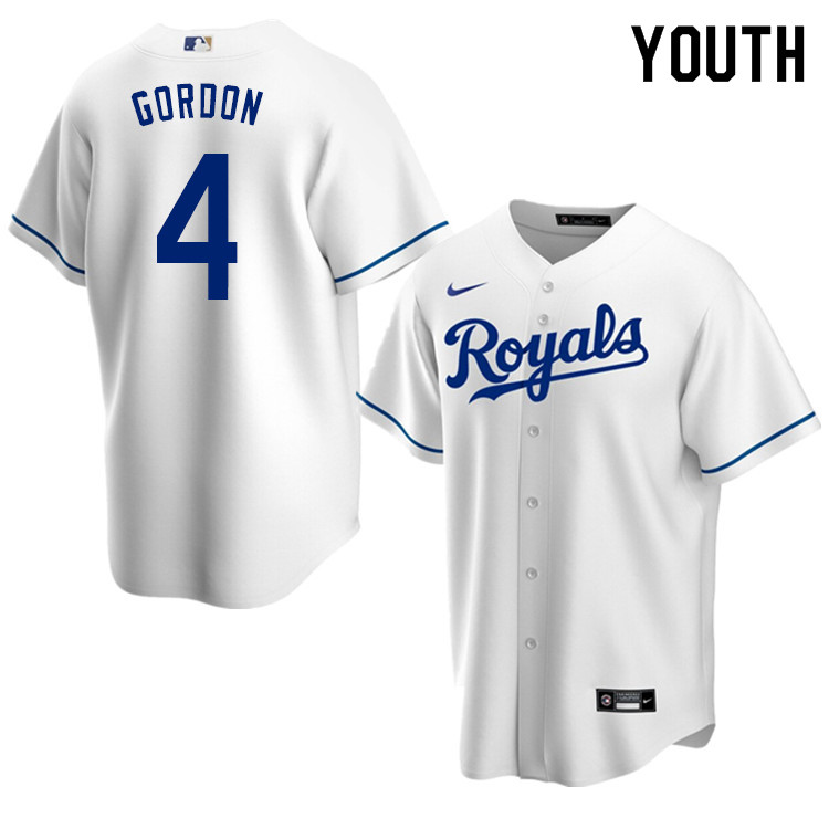 Nike Youth #4 Alex Gordon Kansas City Royals Baseball Jerseys Sale-White